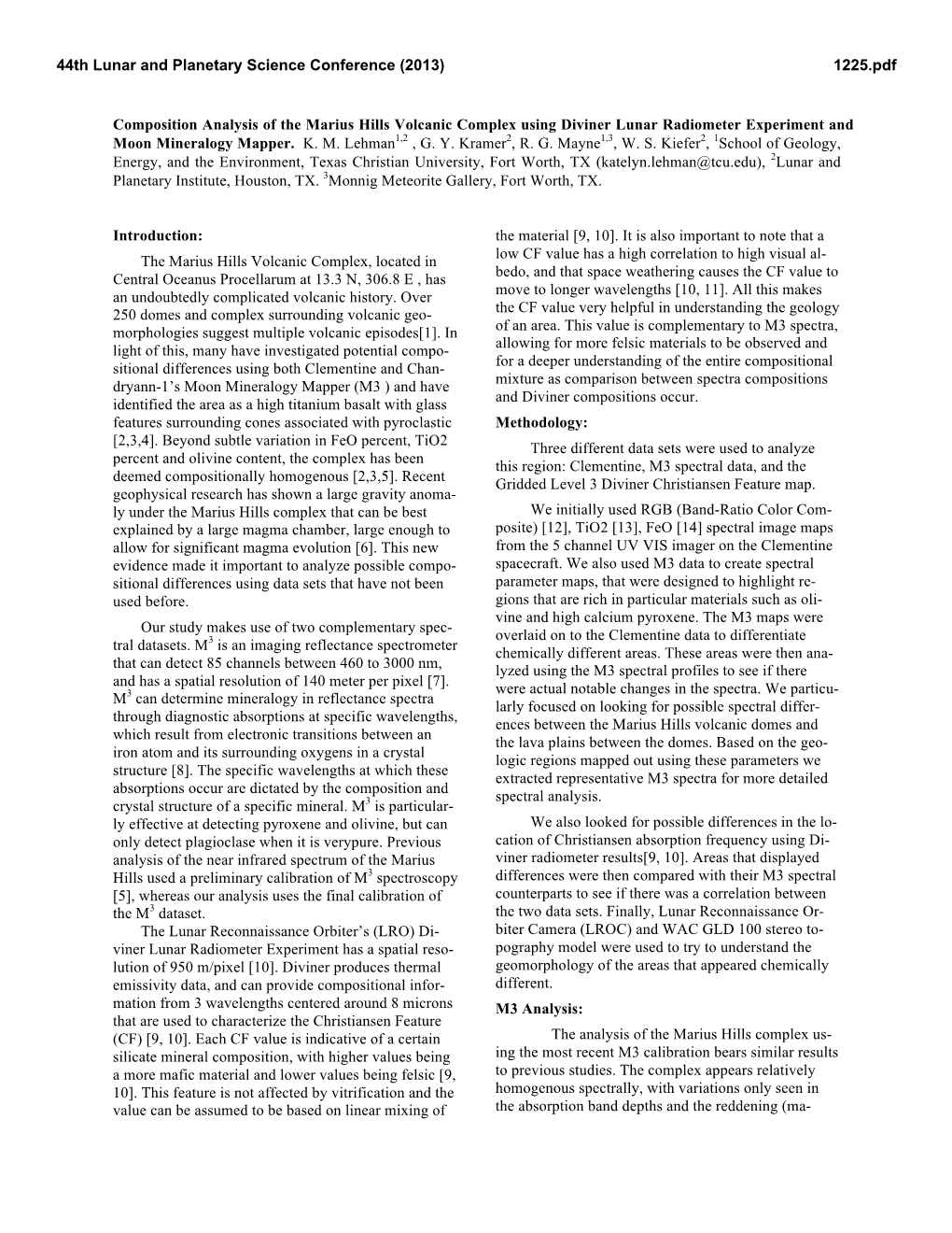 Composition Analysis of the Marius Hills Volcanic Complex Using Diviner Lunar Radiometer Experiment and Moon Mineralogy Mapper