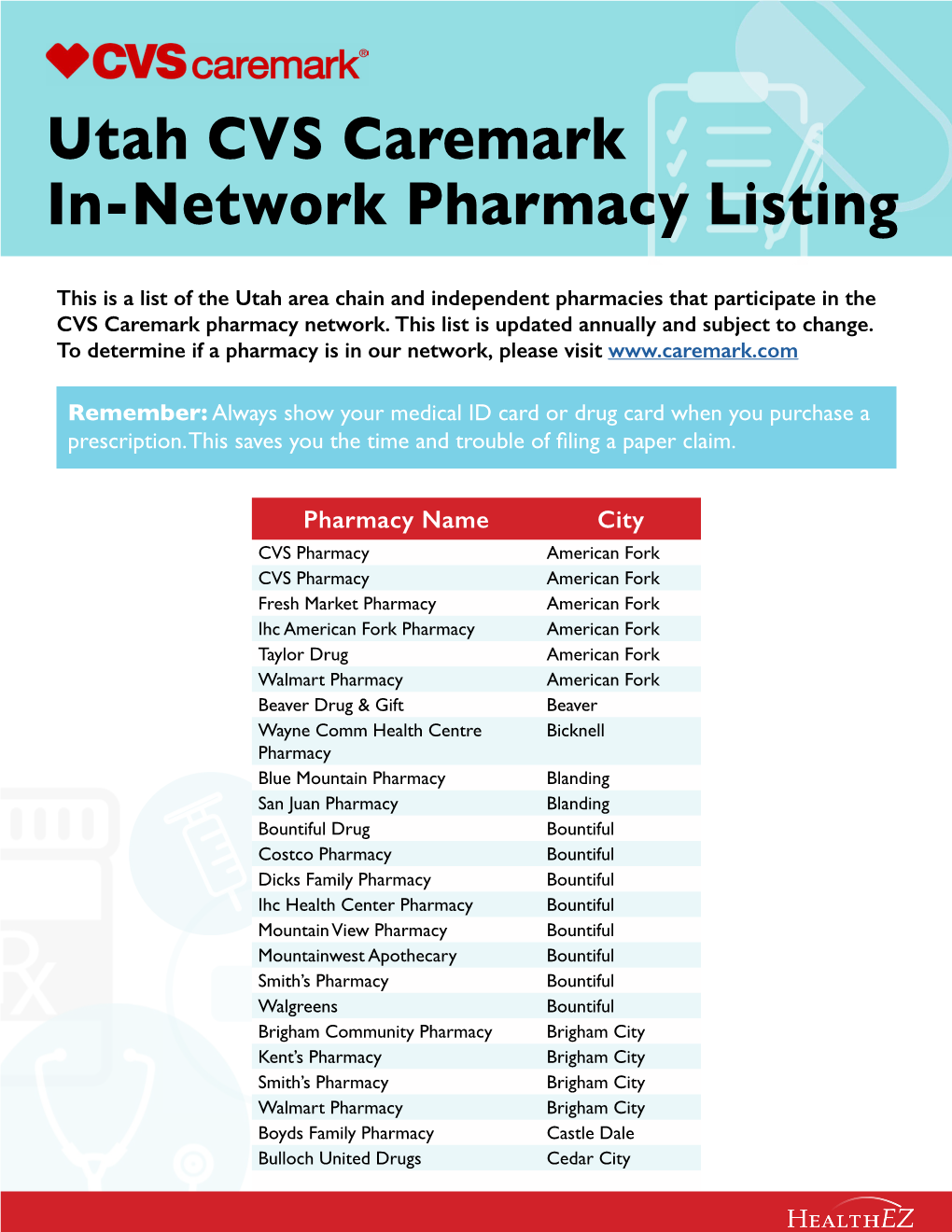 Utah CVS Caremark In-Network Pharmacy Listing