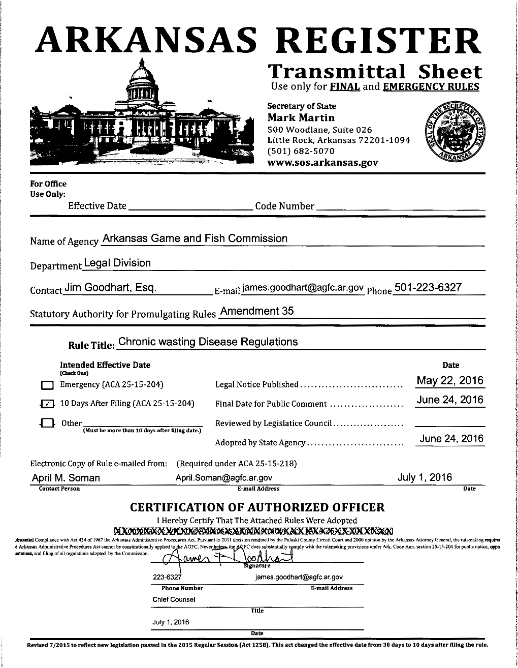 2016-2017 Chronic Wasting Disease Regulations Proposals