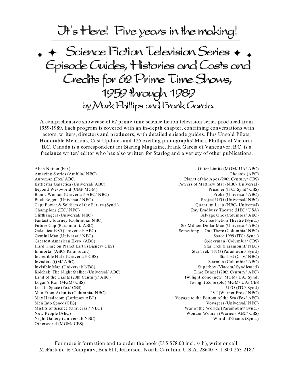 Science Fiction Television Series Episode Guides