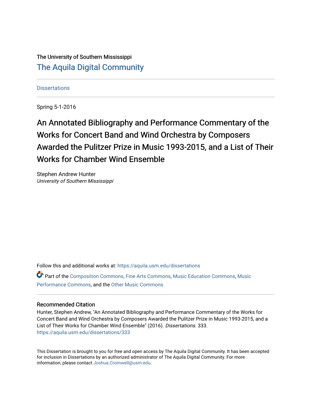 An Annotated Bibliography and Performance Commentary of The