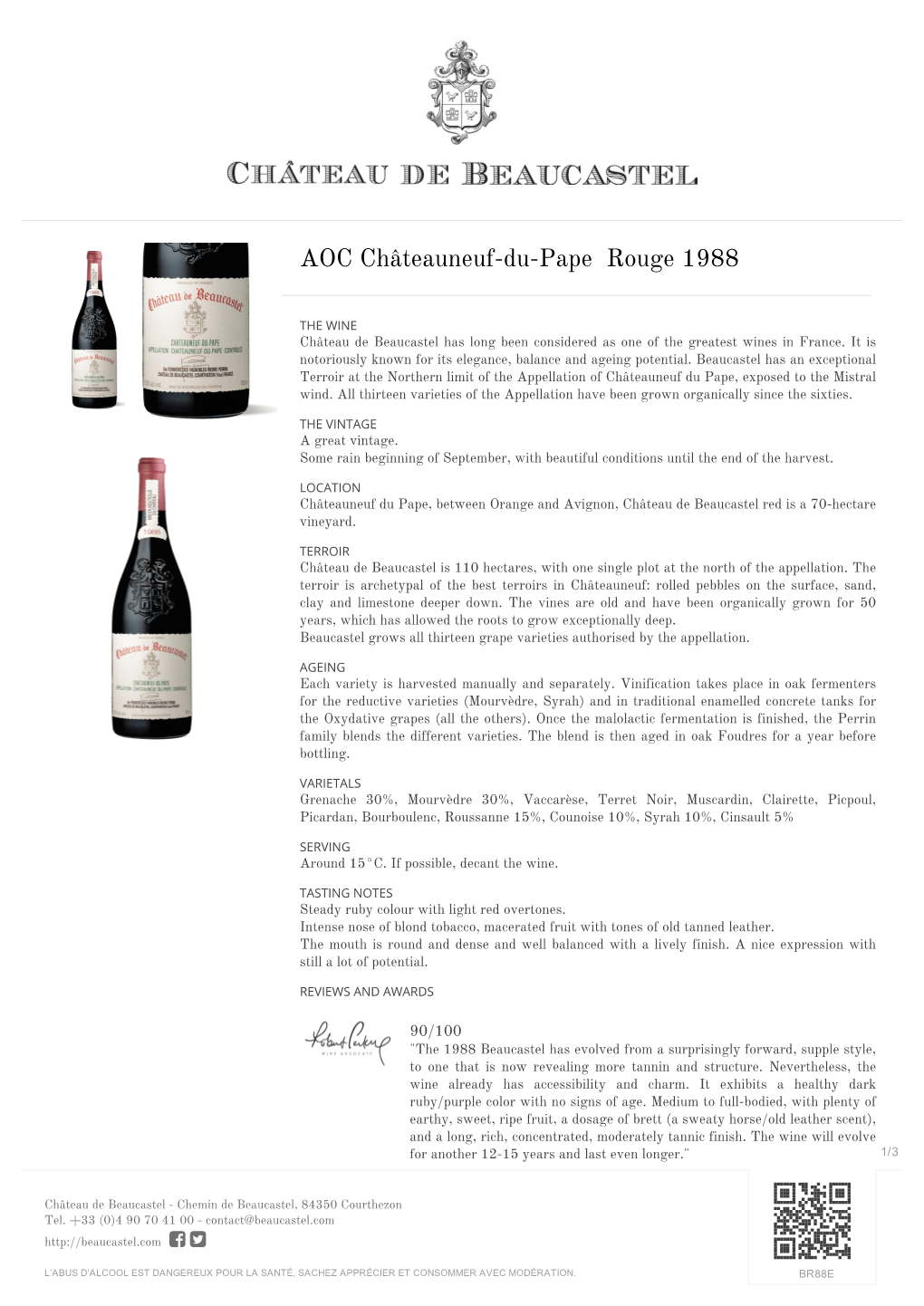 AOC Châteauneuf-Du-Pape Rouge 1988 | © Famille Perrin | Design Vin.Co BR88E