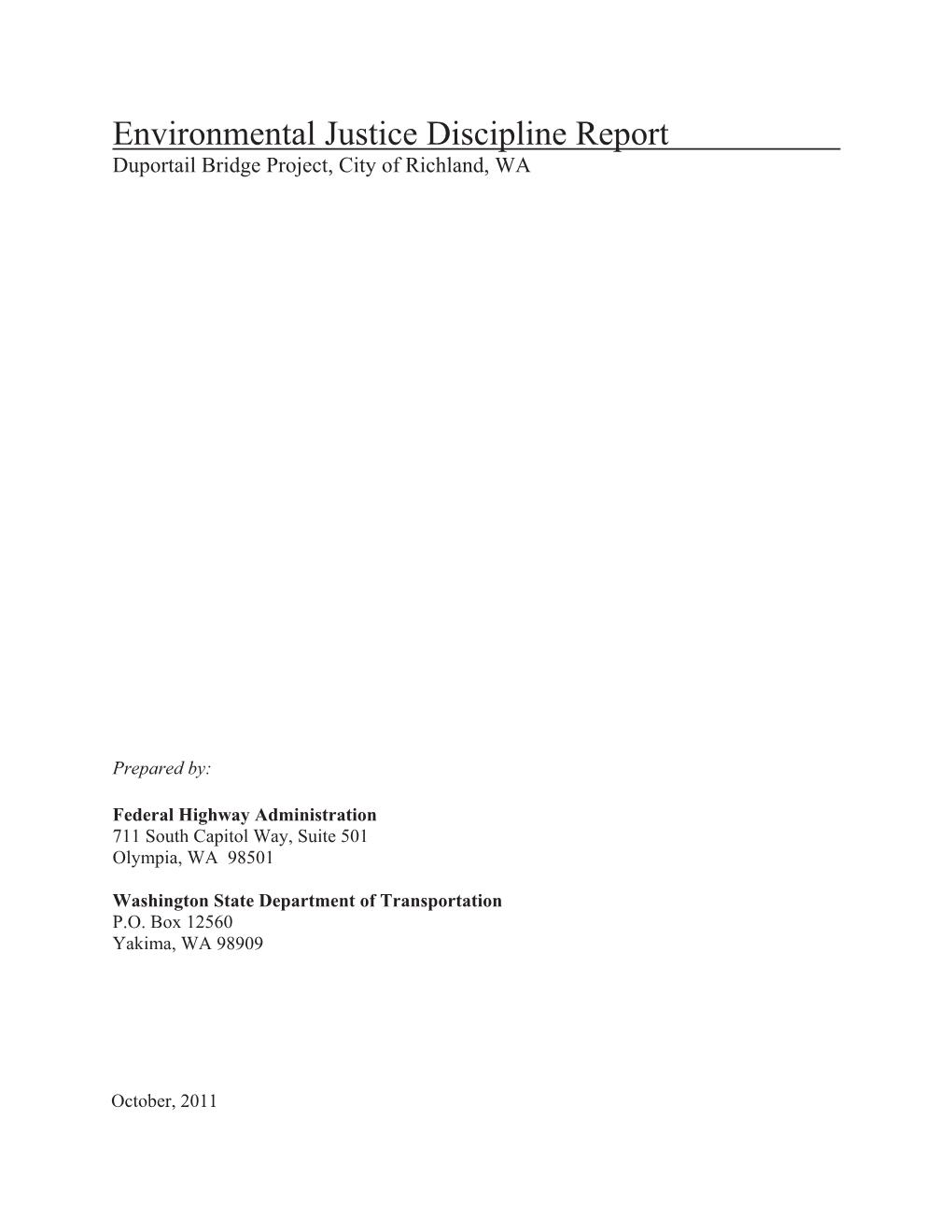 Environmental Justice Discipline Report Duportail Bridge Project, City of Richland, WA