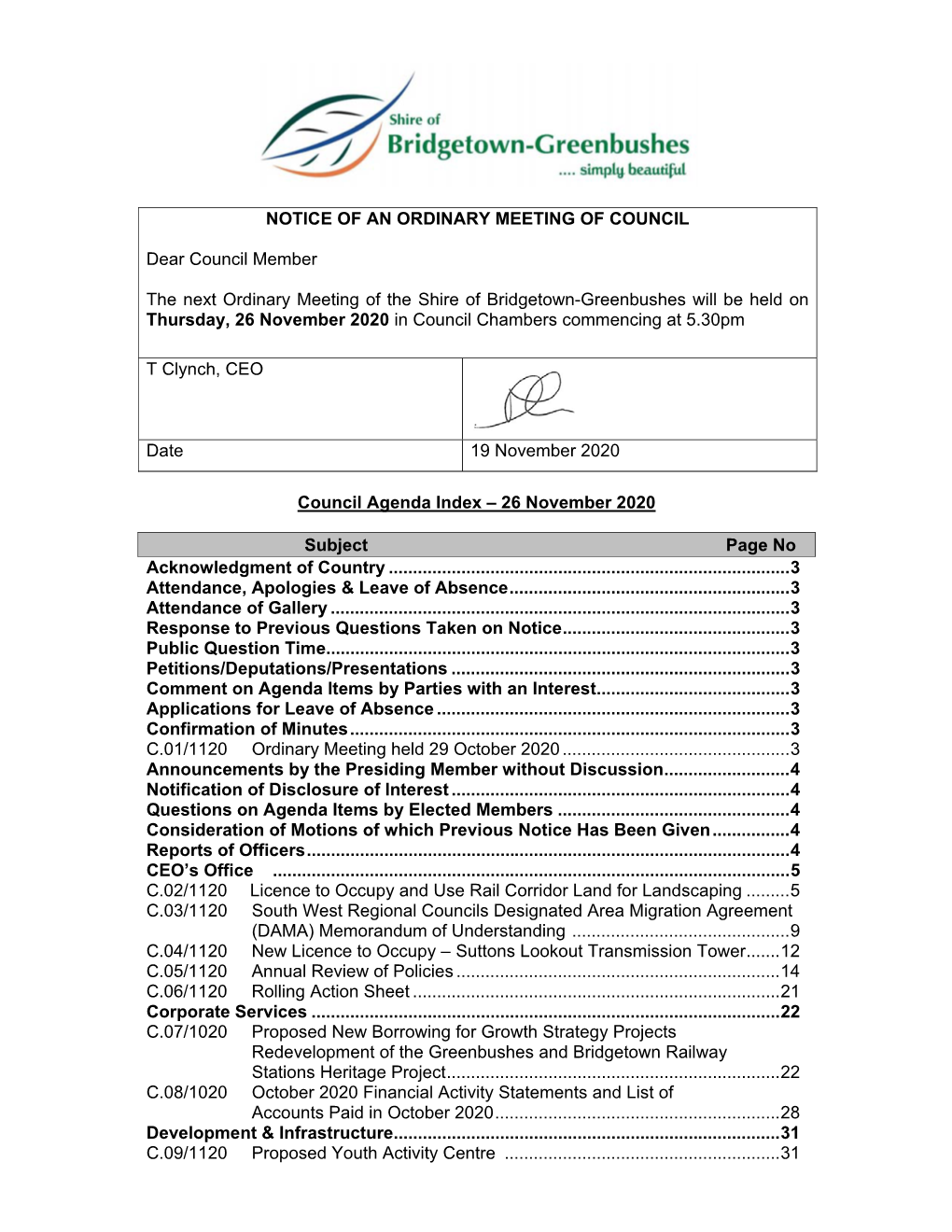 Council Agenda and Attachments