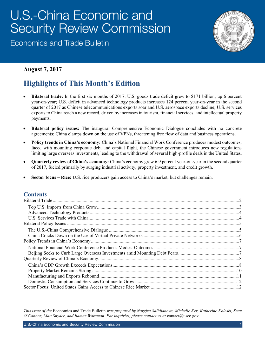 August 2017 Trade Bulletin