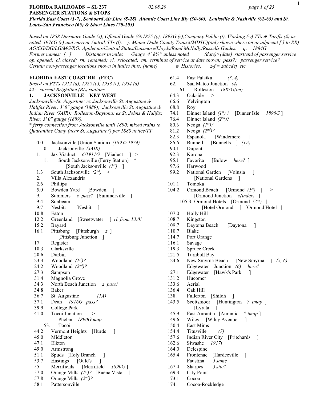 1 FLORIDA RAILROADS – SL 237 02.08.20 Page 1 of 23