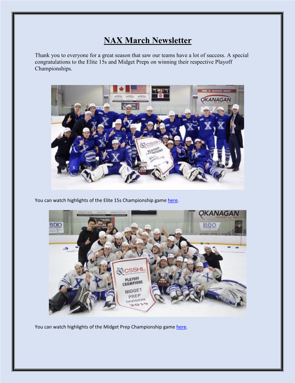 NAX March Newsletter