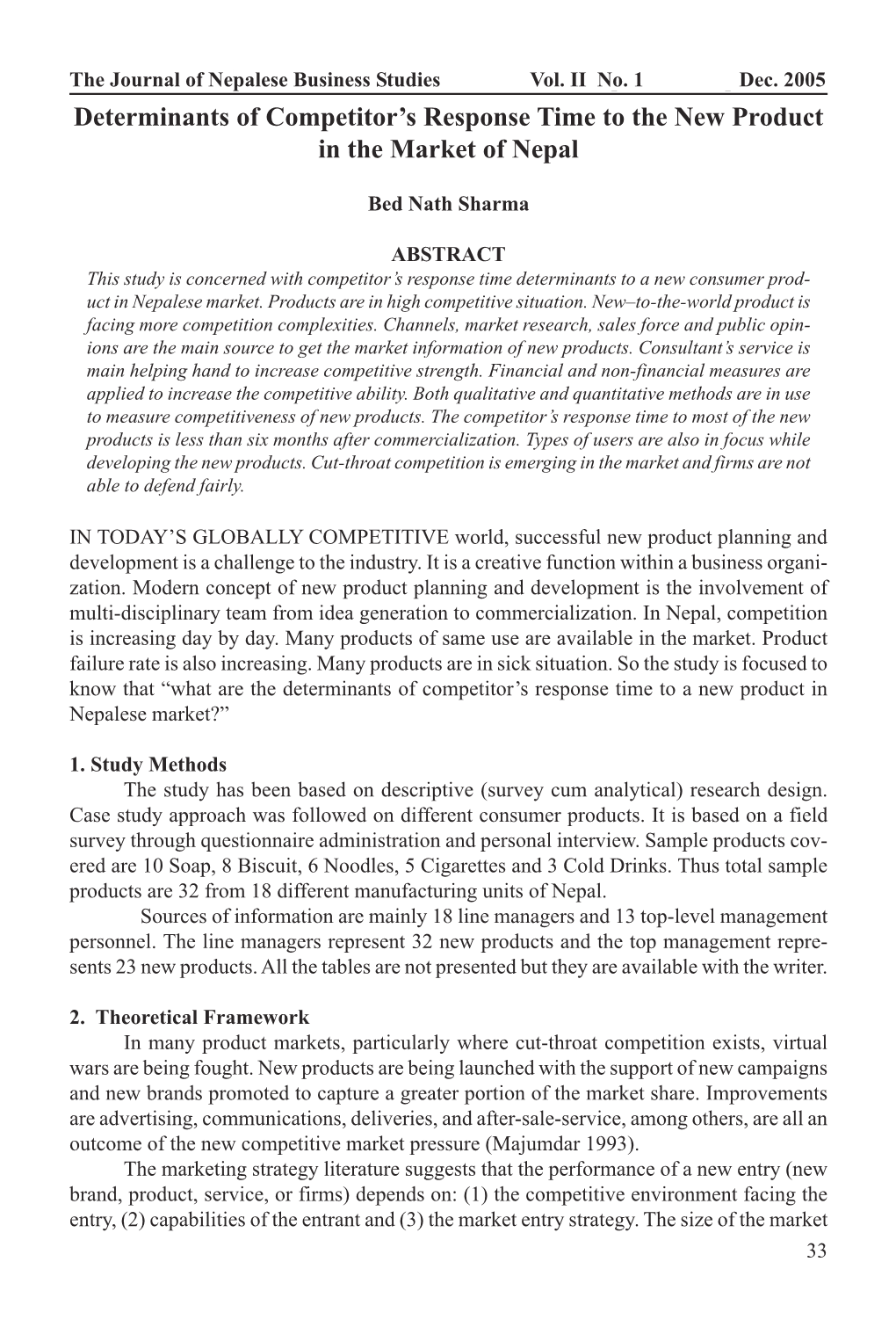 Determinants of Competitor's Response Time to the New Product