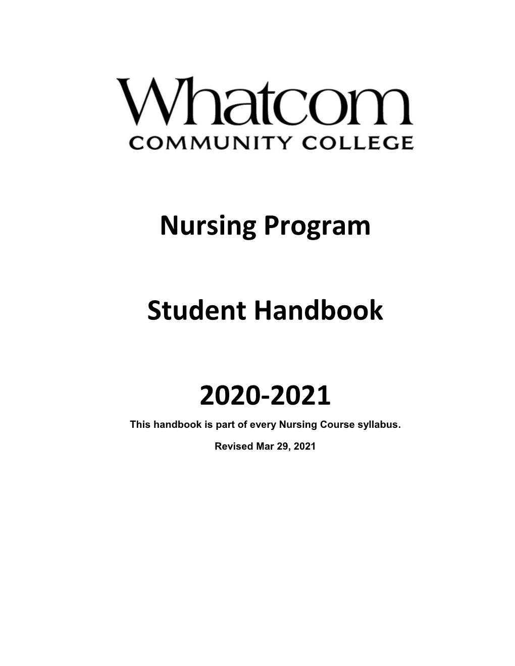 Nursing Program Student Handbook 2020-2021