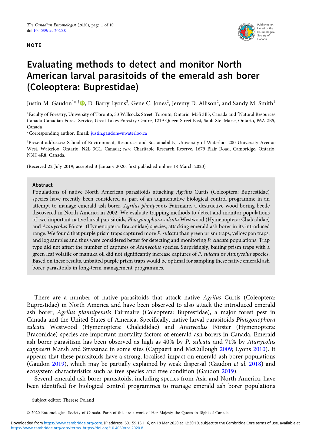 Evaluating Methods to Detect and Monitor North American Larval Parasitoids of the Emerald Ash Borer (Coleoptera: Buprestidae)