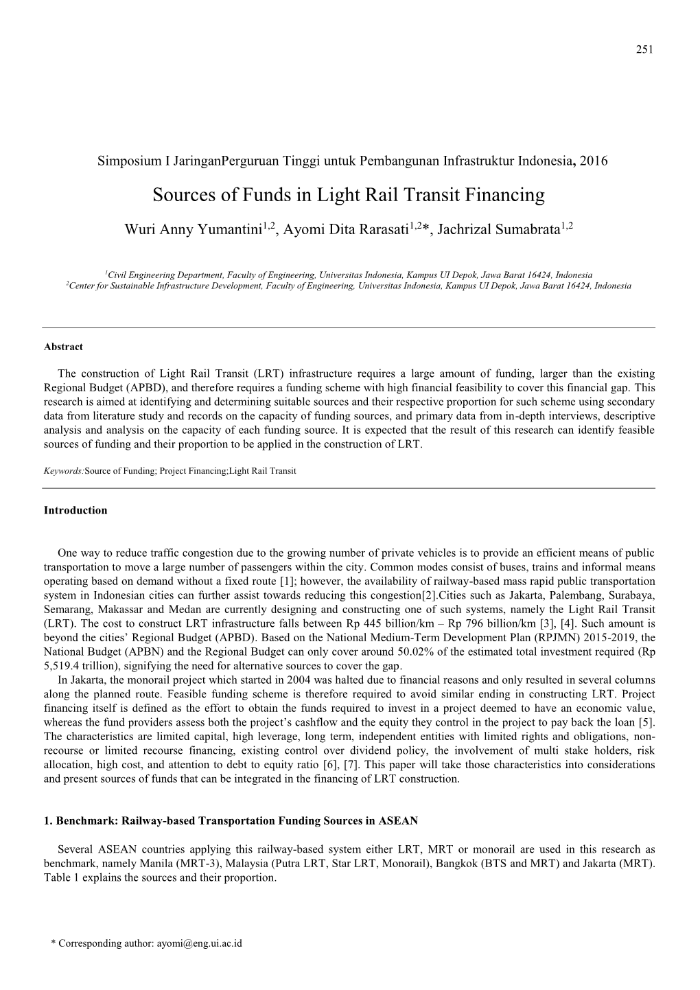 Sources of Funds in Light Rail Transit Financing