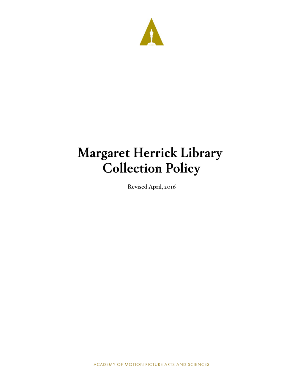 Margaret Herrick Library Collection Policy