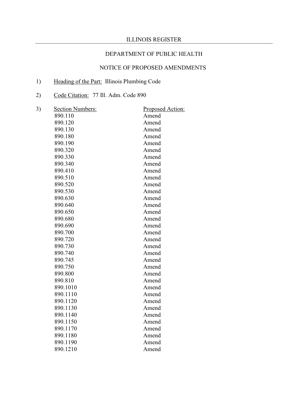 Illinois Plumbing Code 2) C