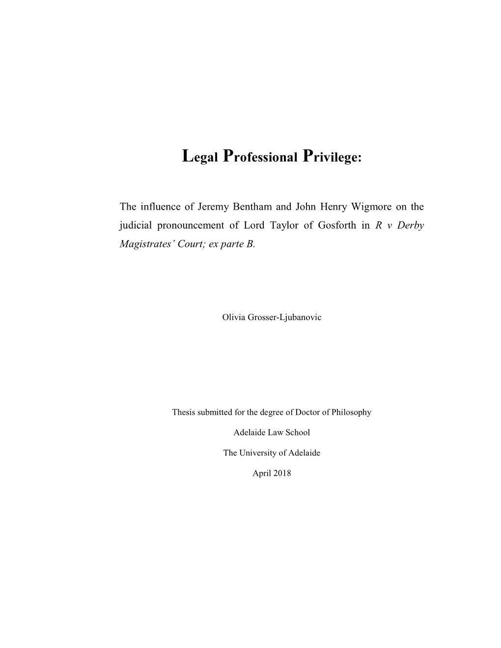 Legal Professional Privilege