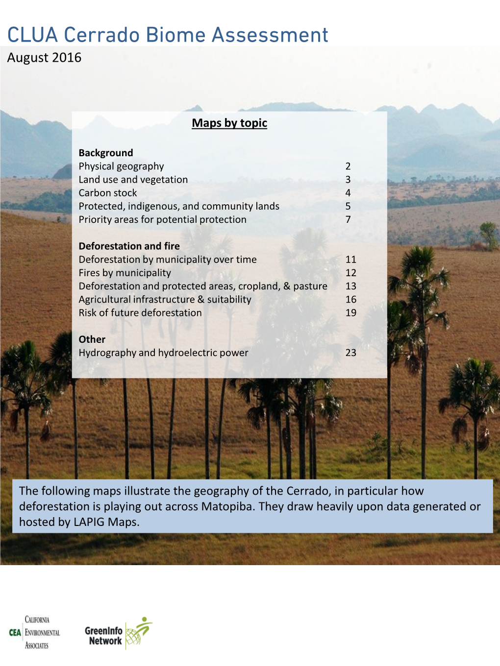 CLUA Cerrado Biome Assessment August 2016