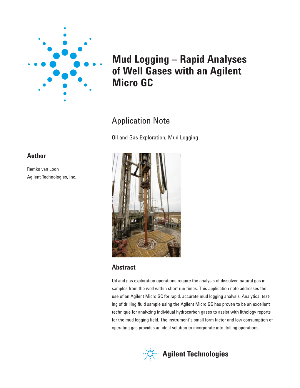 Mud Logging – Rapid Analyses of Well Gases with an Agilent Micro GC