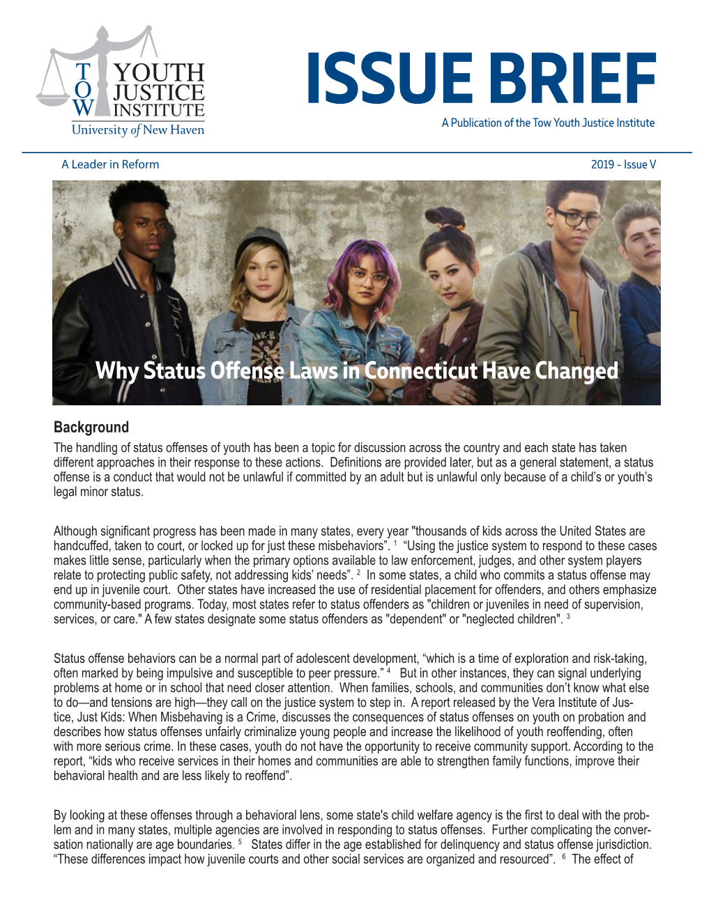 ISSUE BRIEF a Publication of the Tow Youth Justice Institute