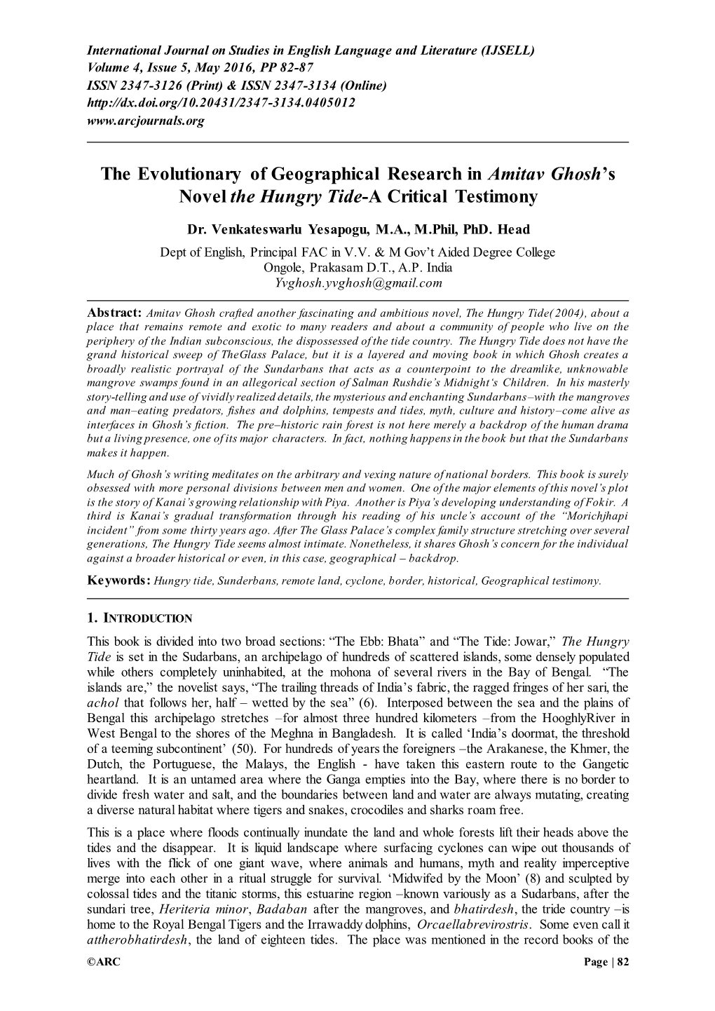 The Evolutionary of Geographical Research in Amitav Ghosh's Novel