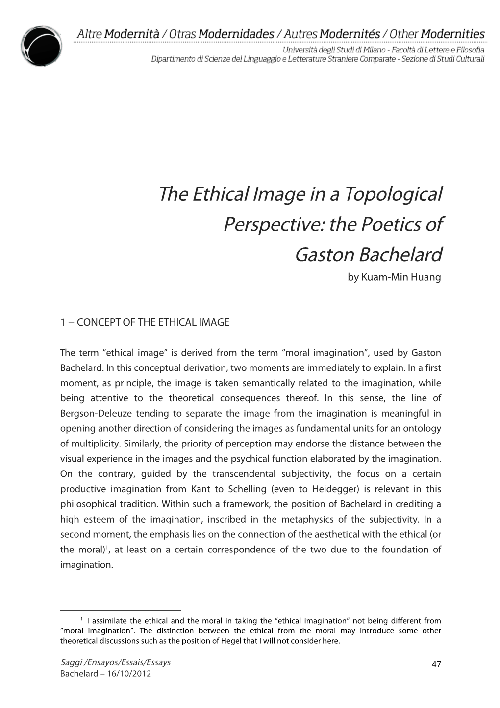 The Ethical Image in a Topological Perspective: the Poetics of Gaston Bachelard by Kuam-Min Huang