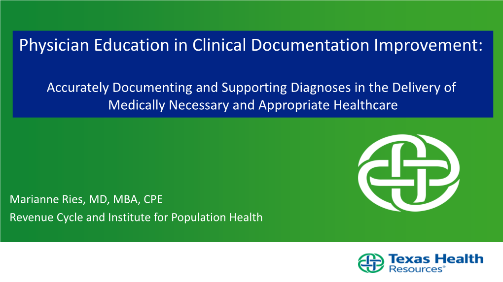 Physician Education in Clinical Documentation Improvement