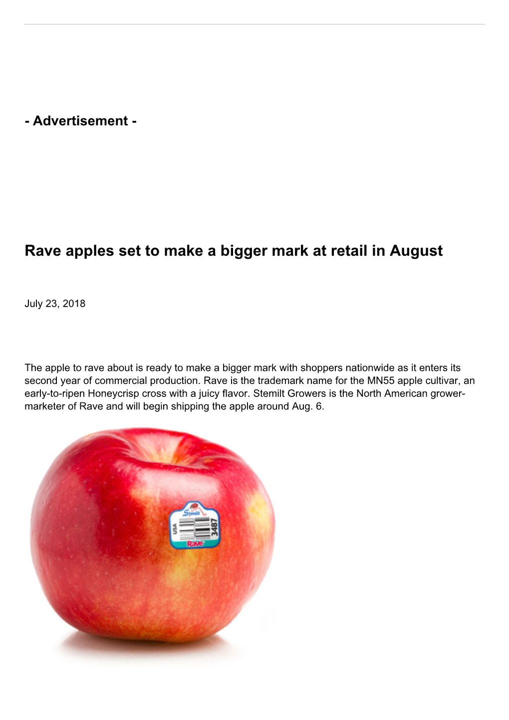 Rave Apples Set to Make a Bigger Mark at Retail in August