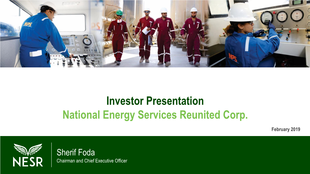 Investor Presentation National Energy Services Reunited Corp