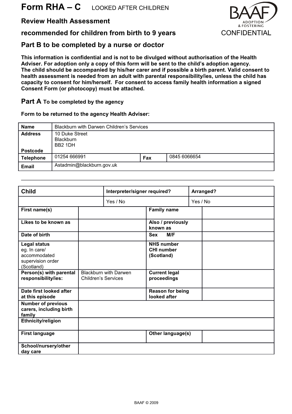 Health Assessment for Young Person Looked After by Cardiff Local Authority