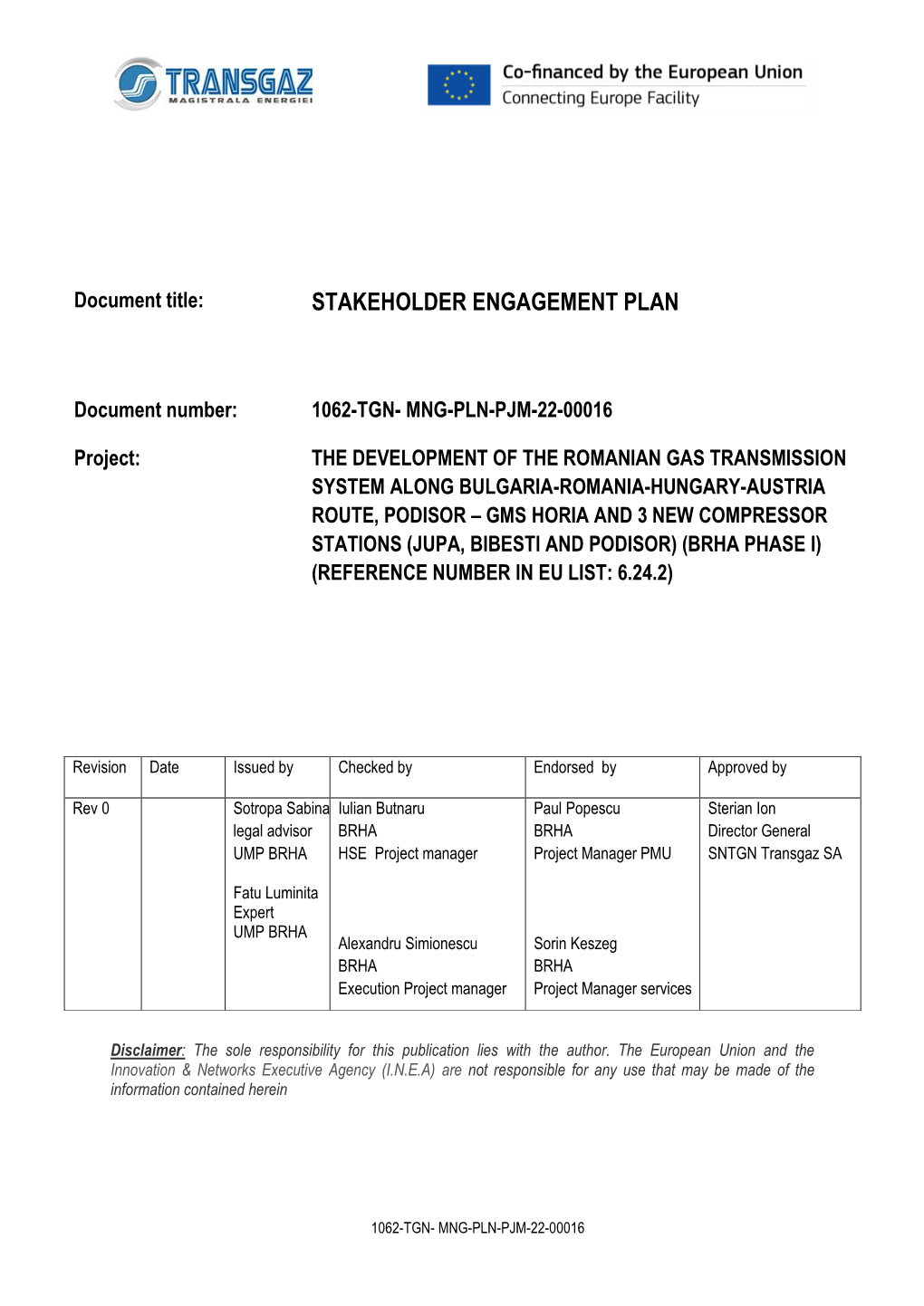 Stakeholder Engagement Plan