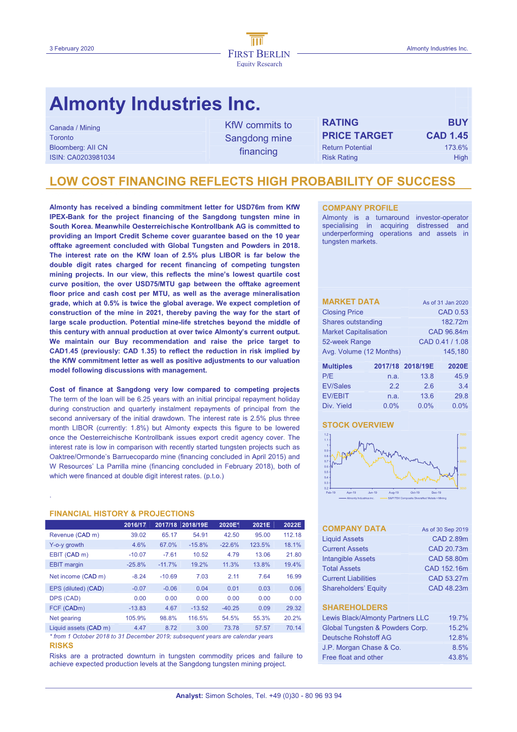 Almonty Industries Inc. FIRST BERLIN Equity Research