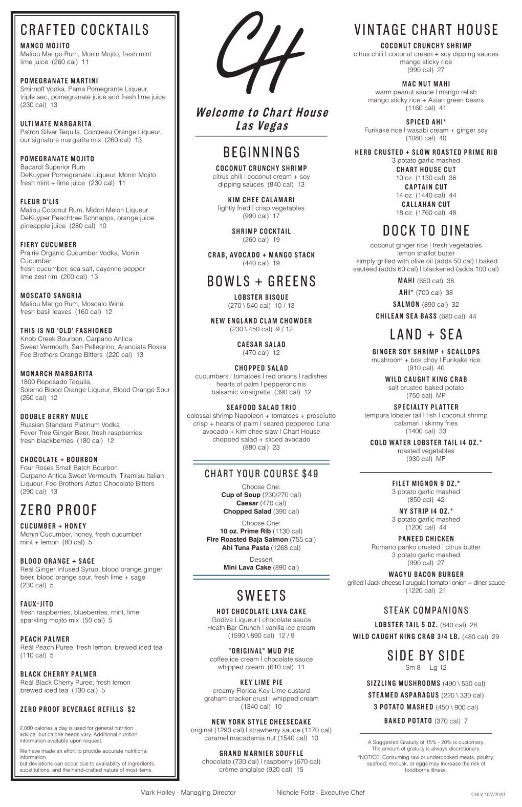 Land + Sea Sweets Vintage Chart House Beginnings Crafted Cocktails Zero Proof Bowls + Greens Dock to Dine