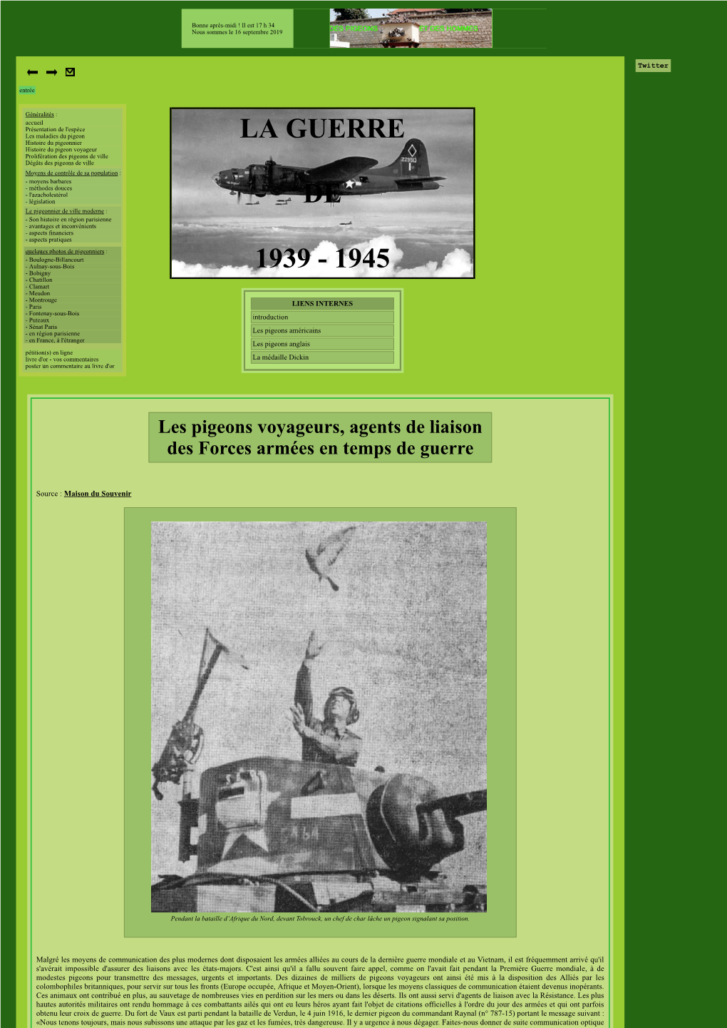 Les Pigeons Voyageurs Pendant La Guerre De 39-45