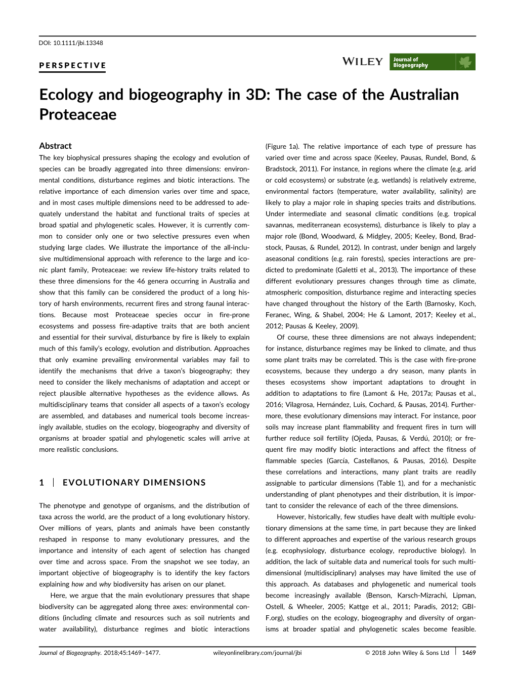 Ecology and Biogeography in 3D: the Case of the Australian Proteaceae