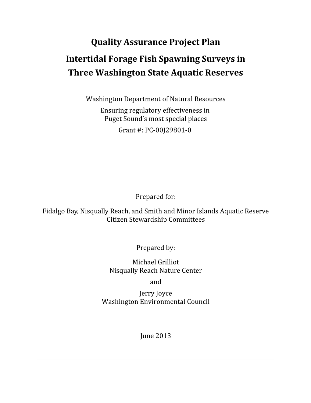 Intertidal Forage Fish Spawning Surveys In