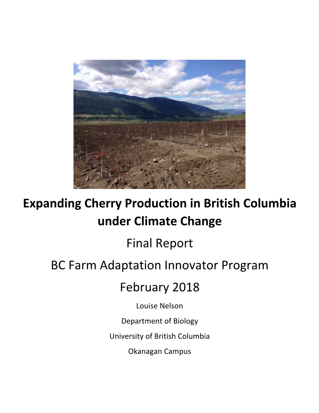 Expanding Cherry Production in British Columbia Under Climate