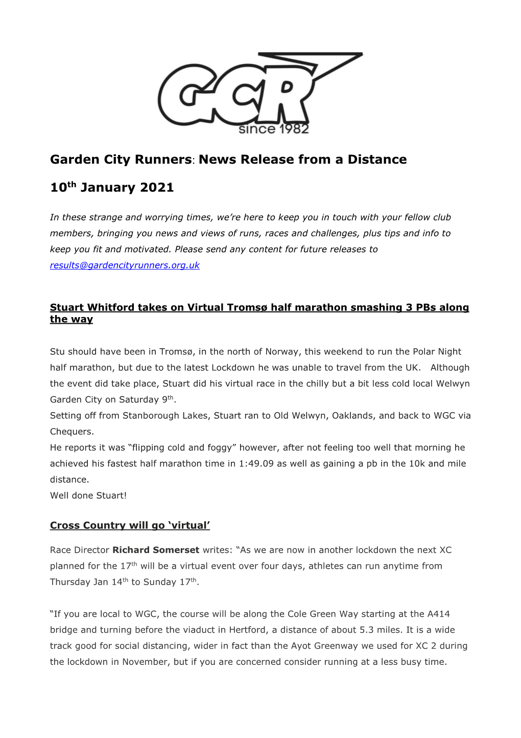 News Release from a Distance 10Th January 2021