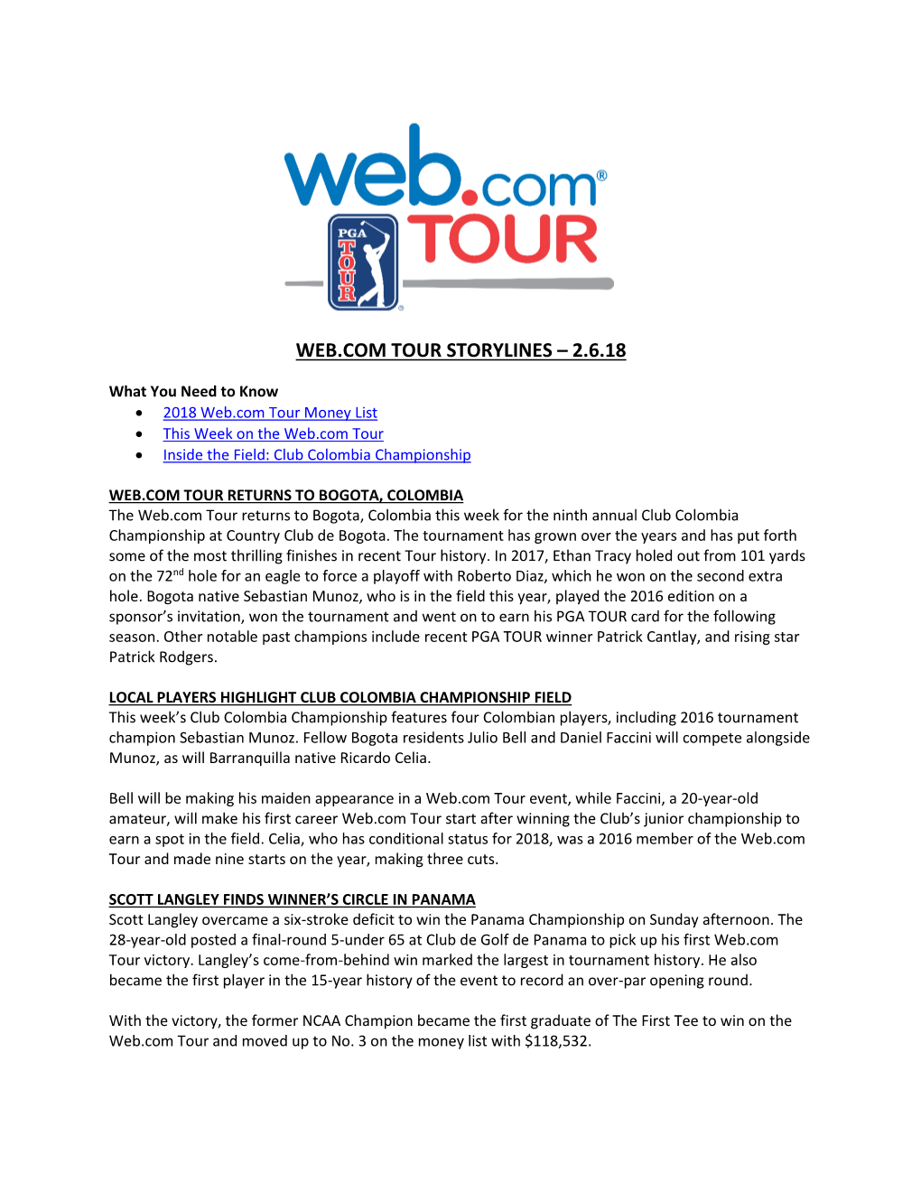 Web.Com Tour Storylines – 2.6.18