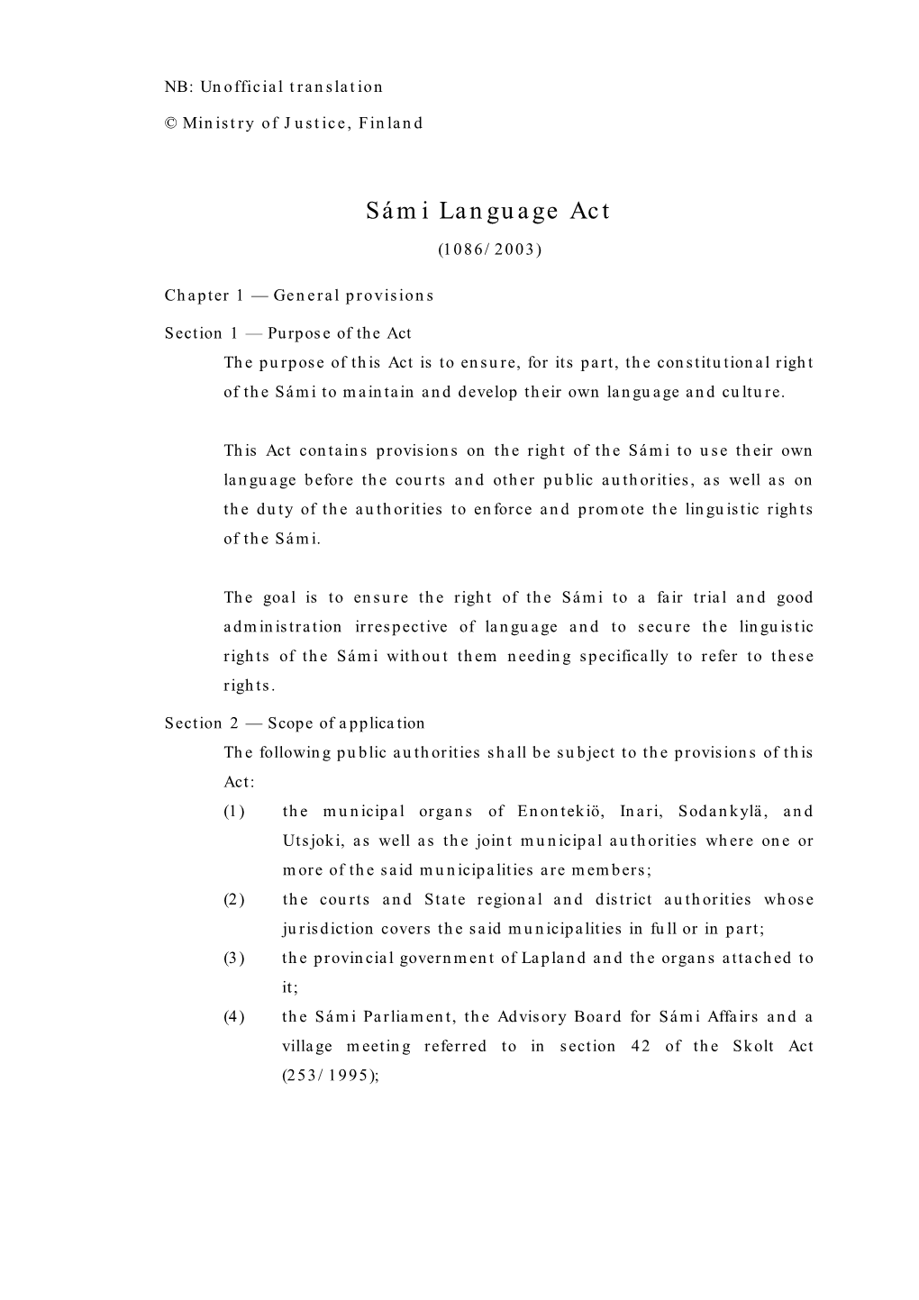 Sámi Language Act