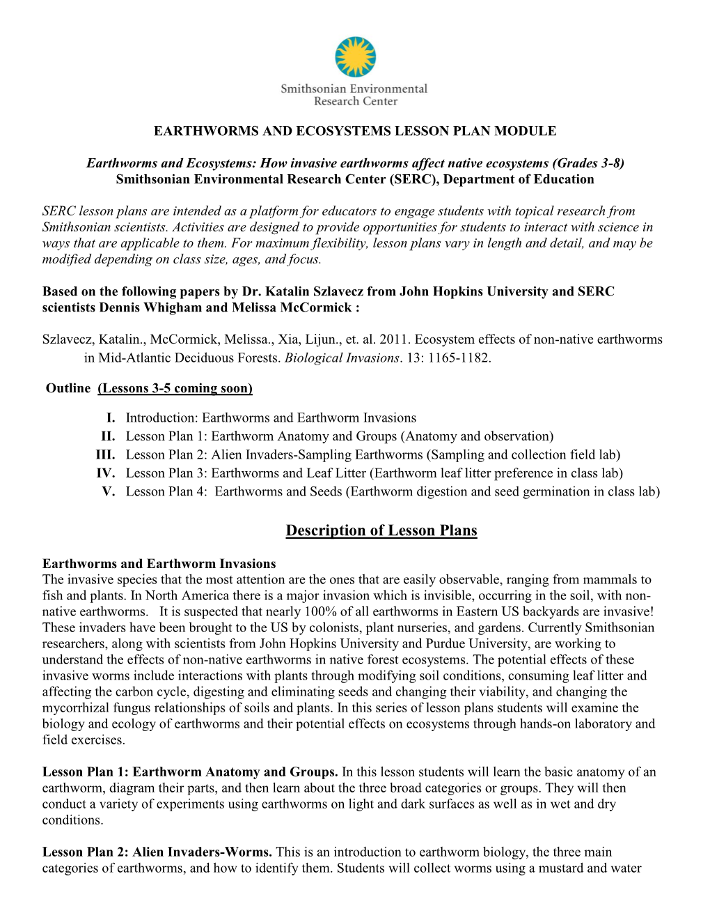 Earthworms and Ecosystems Lesson Plan Module