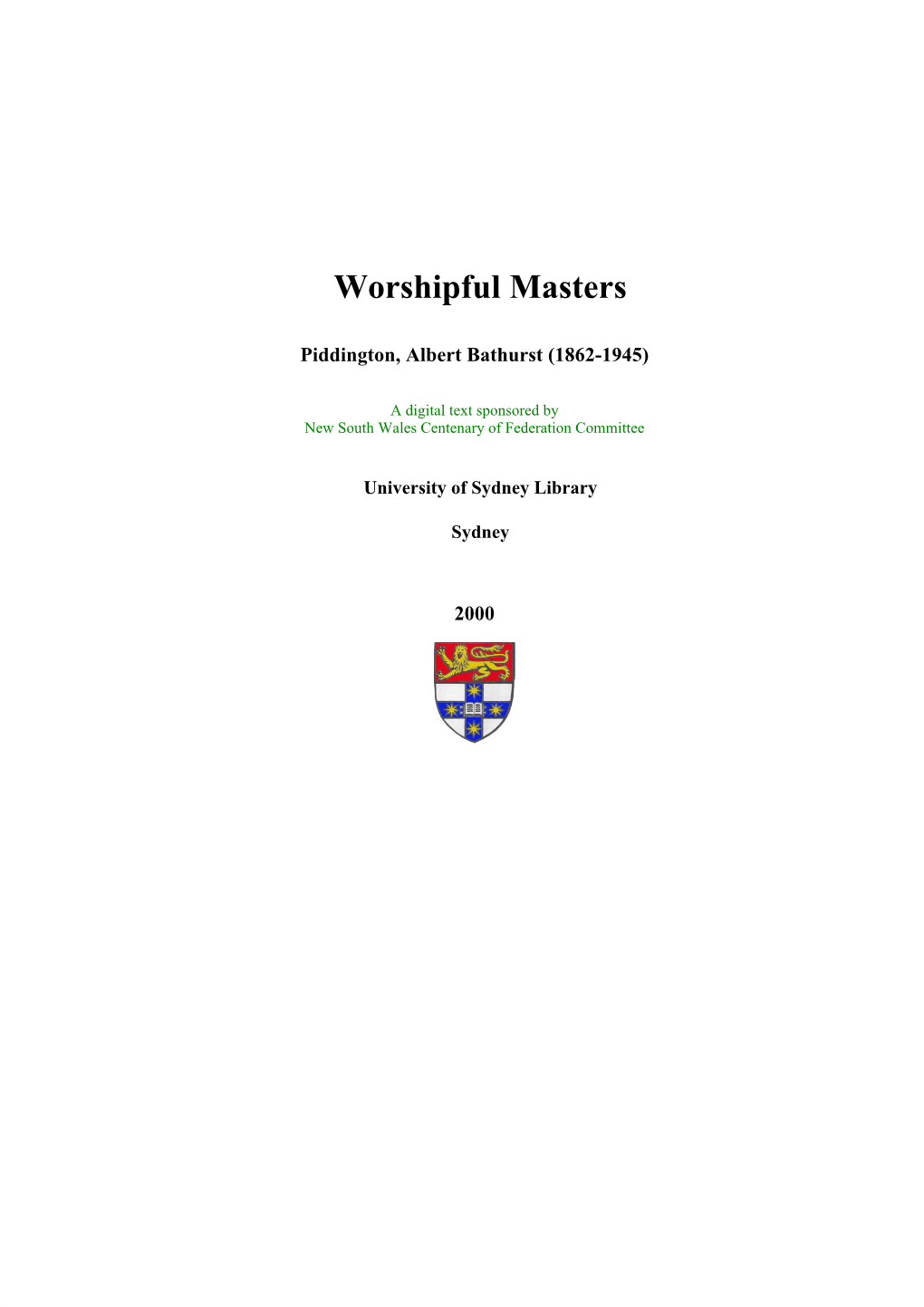 Worshipful Masters