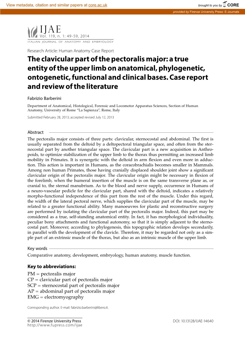 The Clavicular Part of the Pectoralis Major: a True Entity of the Upper Limb on Anatomical, Phylogenetic, Ontogenetic, Functional and Clinical Bases