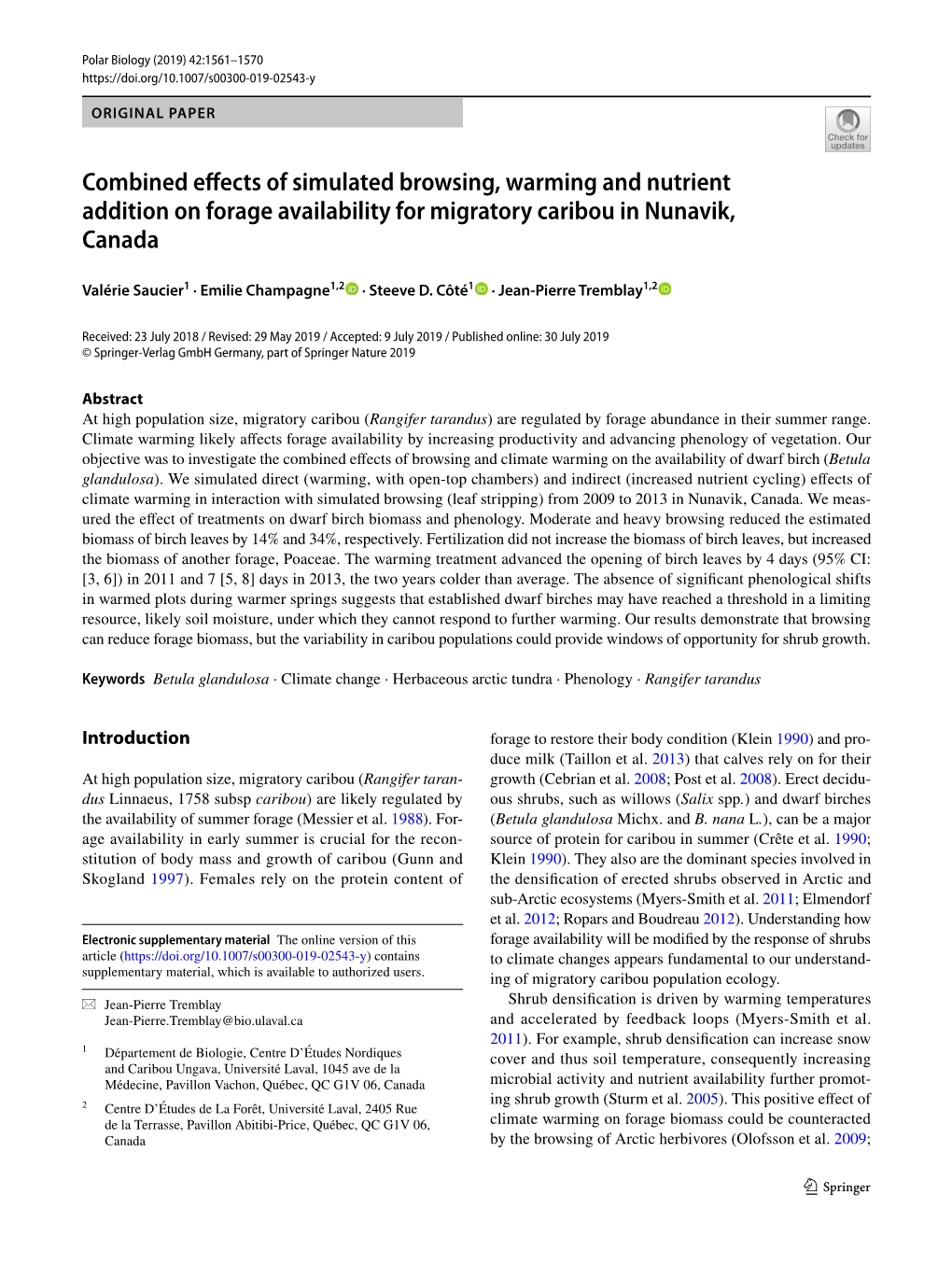 Combined Effects of Simulated Browsing, Warming and Nutrient