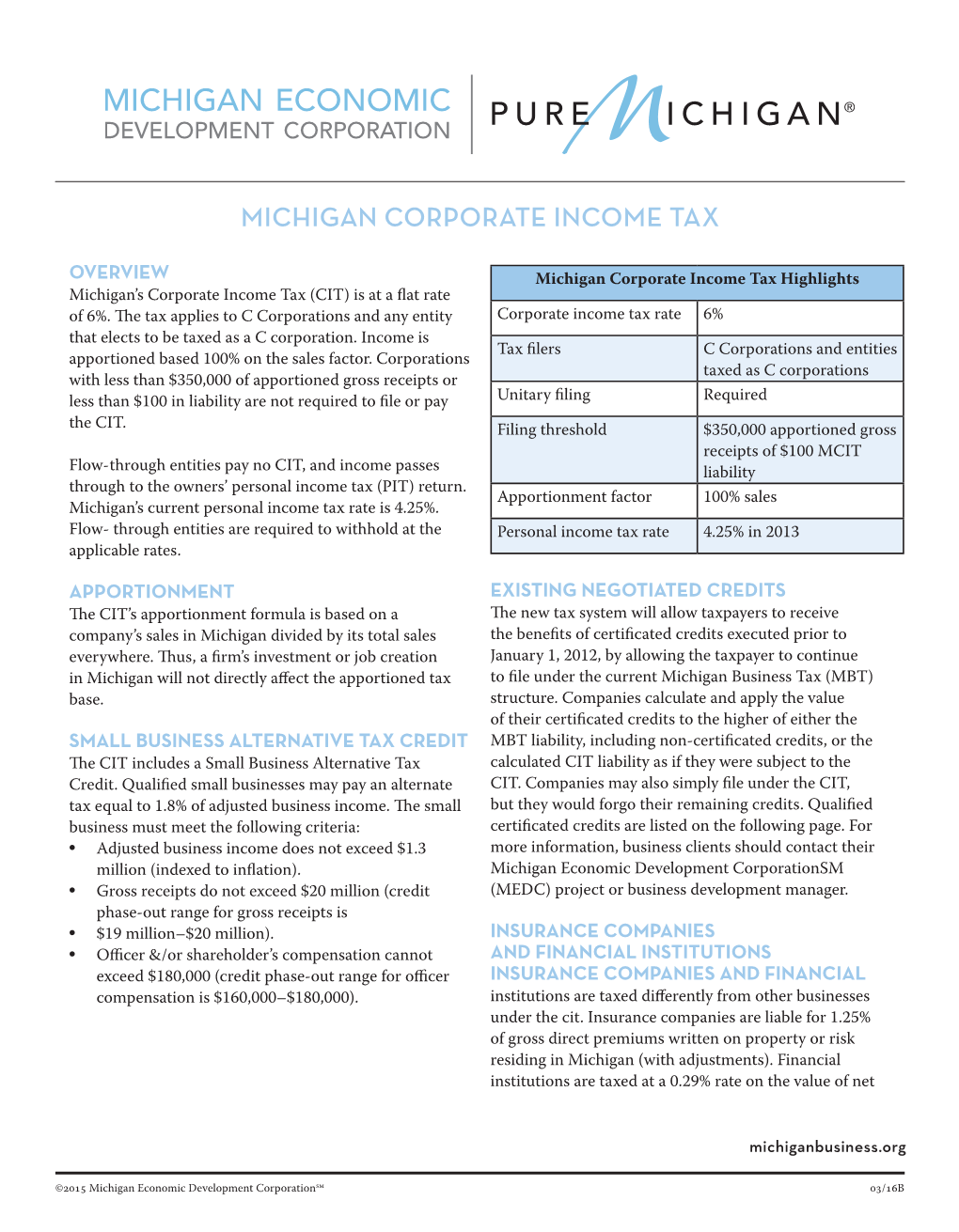 Michigan Corporate Income Tax