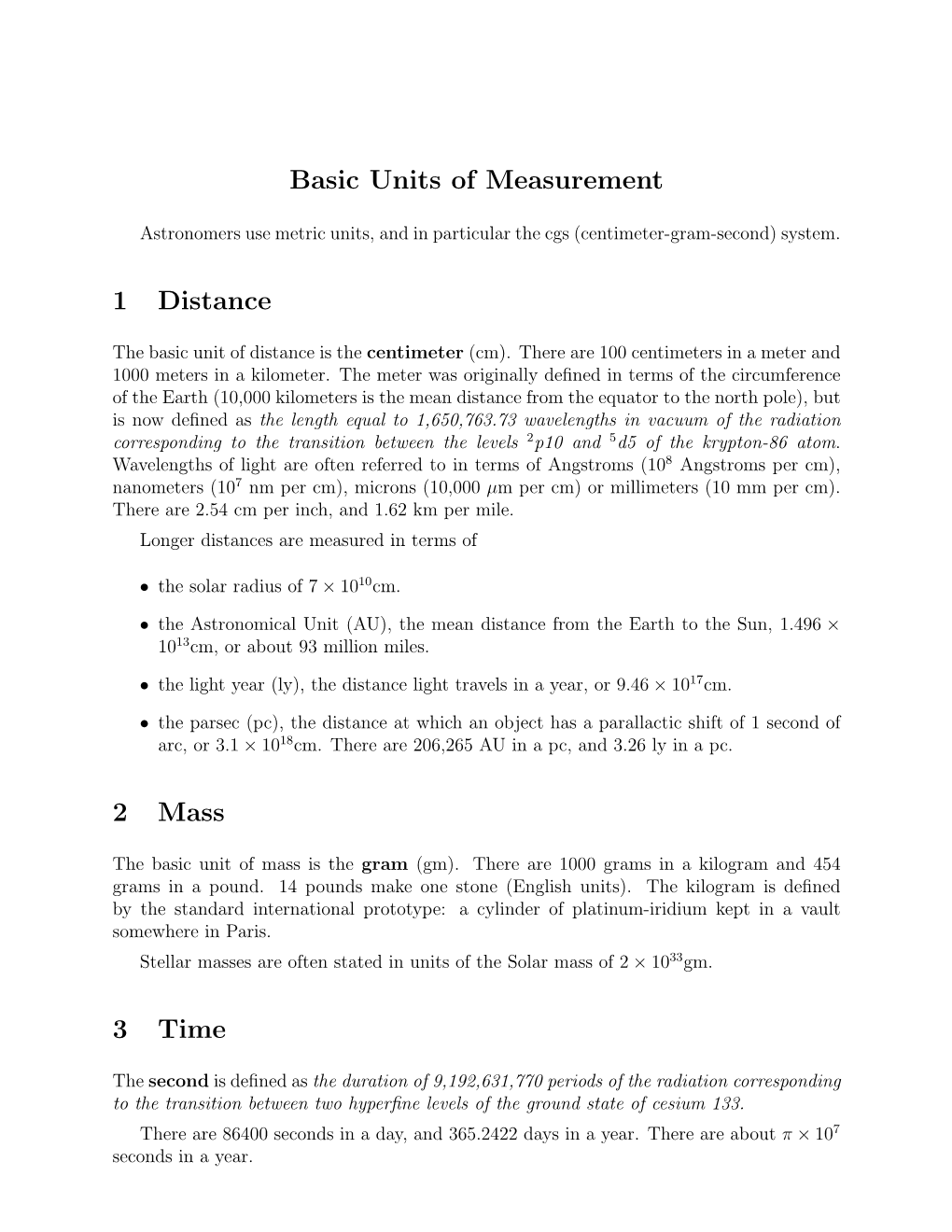 Basic Units of Measurement 1 Distance 2 Mass 3 Time