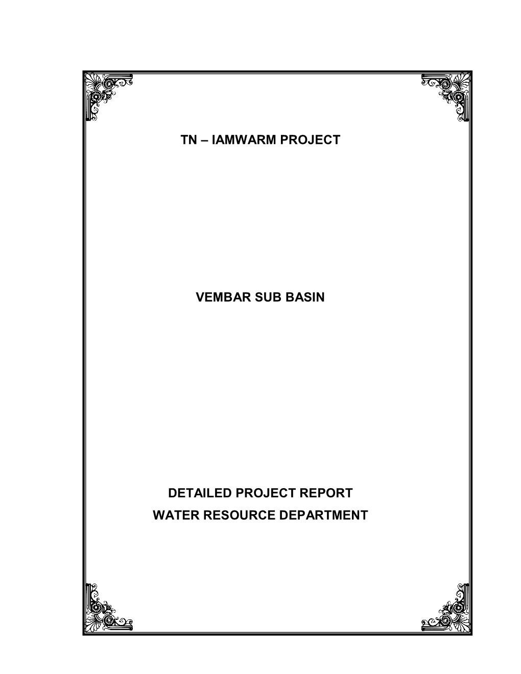Tn – Iamwarm Project Vembar Sub Basin Detailed Project