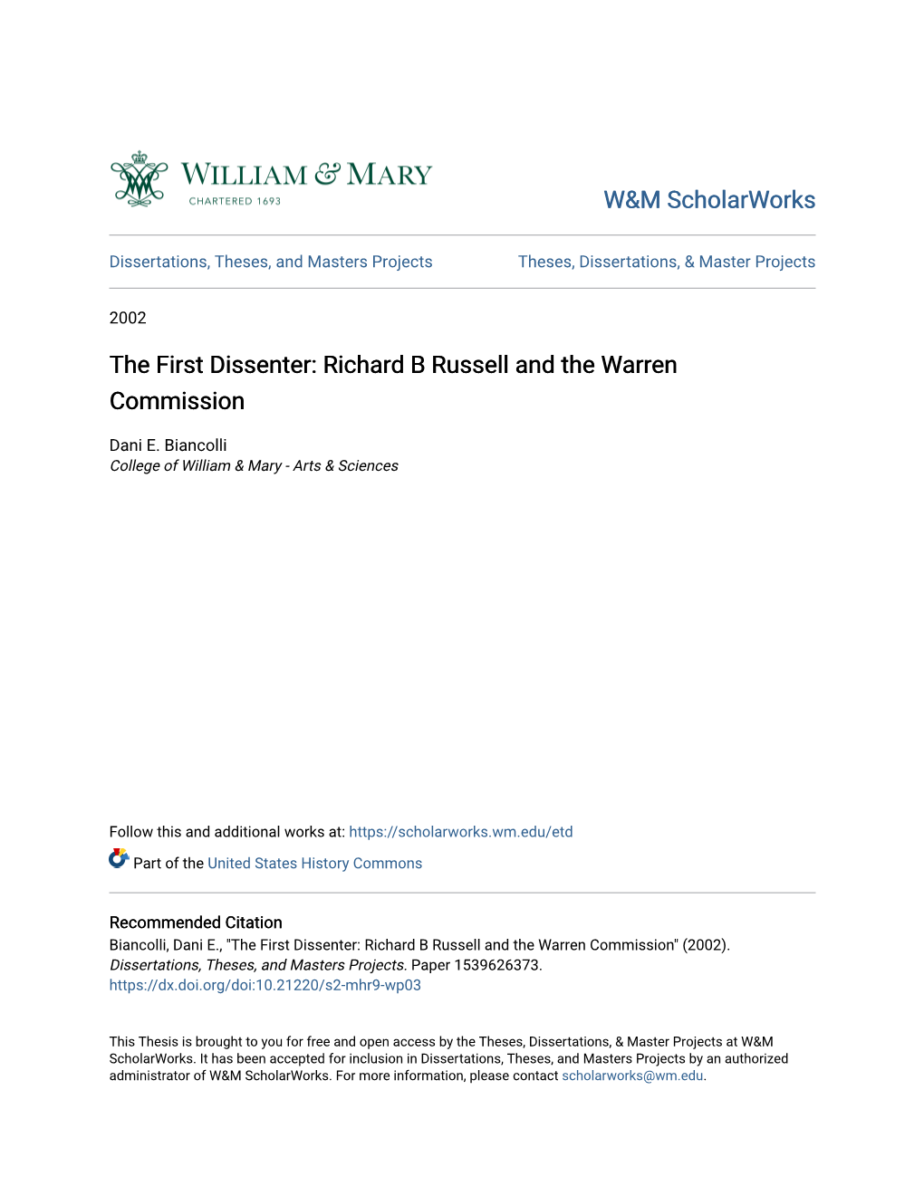 Richard B Russell and the Warren Commission