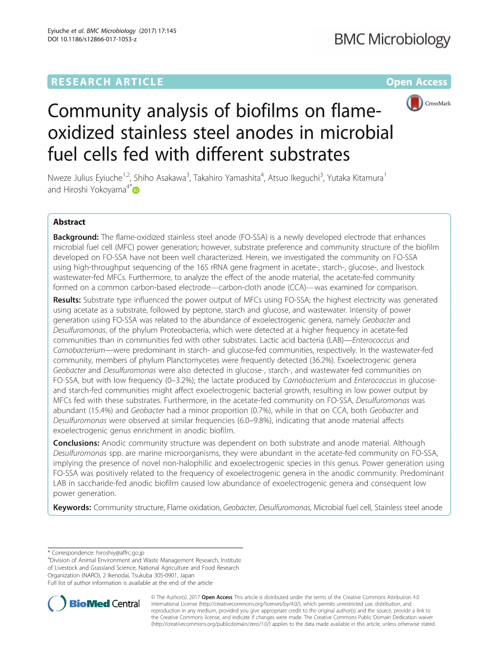 Community Analysis of Biofilms on Flame-Oxidized Stainless Steel