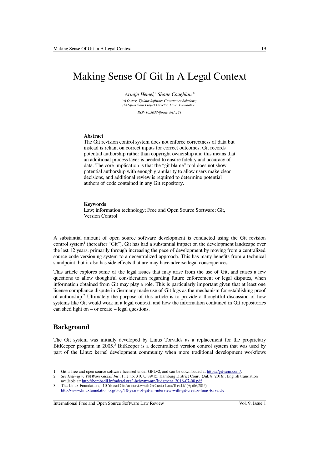 Making Sense of Git in a Legal Context 19