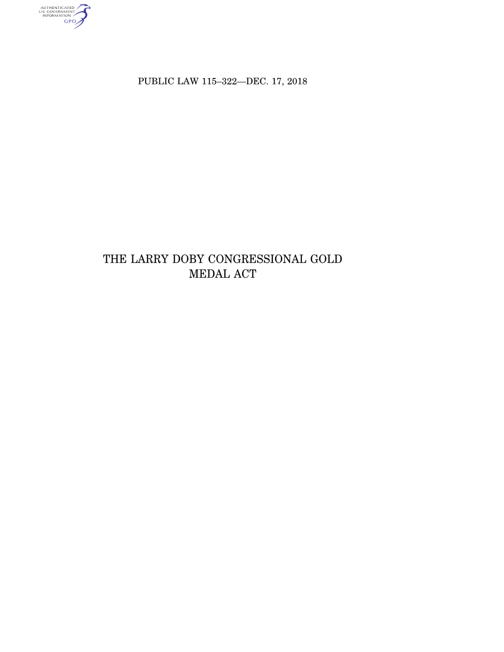 The Larry Doby Congressional Gold Medal Act