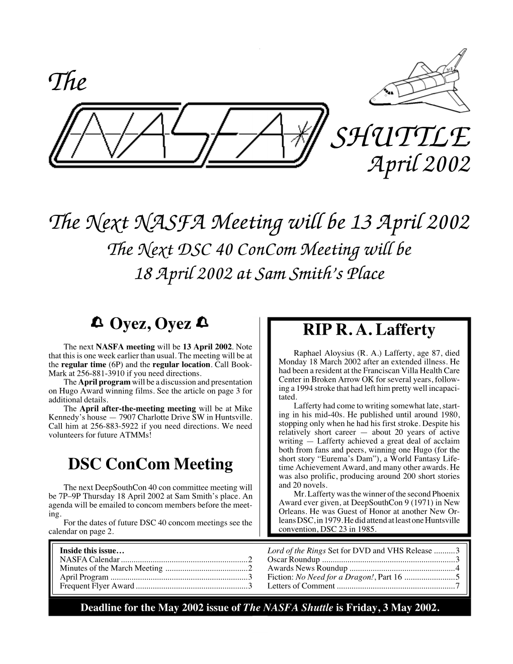 NASFA 'Shuttle' Apr 2002