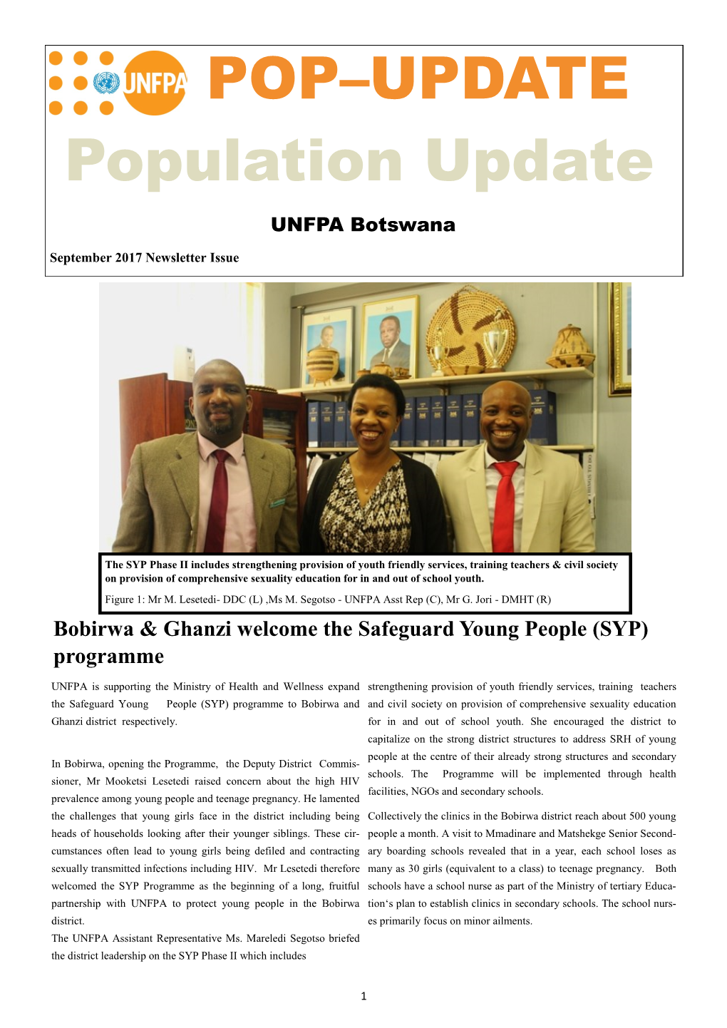 POP–UPDATE Population Update UNFPA Botswana